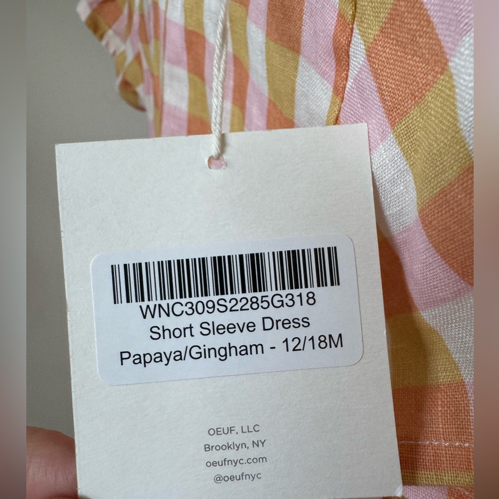 Oeuf Short Sleeve Papaya/Gingham Dress - Picture 3 of 3
